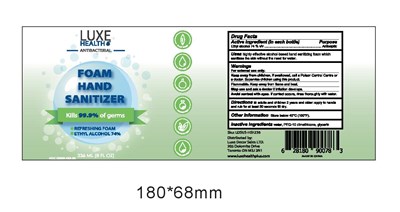 PDP - I   ARTWORK   LUXE HEALTH   US   FOAM SANITIZER LUX HSF236